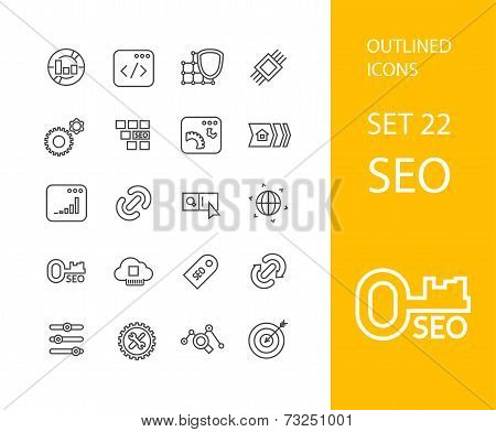 Outline icons thin flat design, modern line stroke style