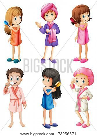 Illustration of the kids grooming on a white background