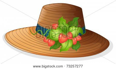 Illustration of a hat with strawberries on a white background