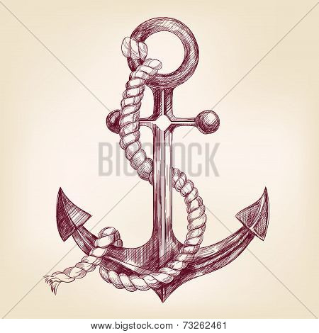 anchor hand drawn vector llustration