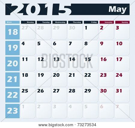 Calendar 2015 May vector design template