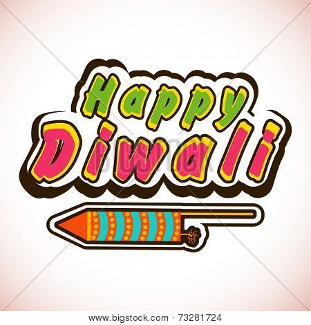 Deepawali celebration with stylish text of Diwali and firecracker.
