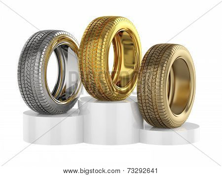 Podium With Car Tyres
