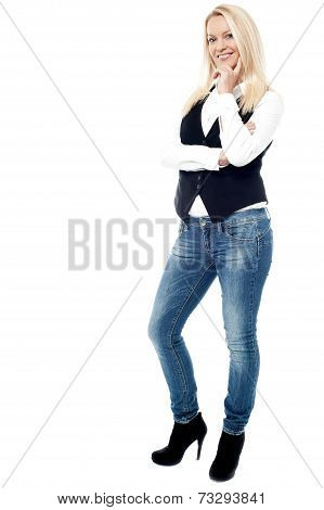 Smiling Business Woman, Isolated On White
