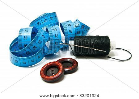 Spool Of Black Thread, Buttons And Meter