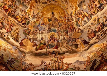 Jesus Kristus Vasari Fresco Dome Duomo katedralen Basilica Dome Firenze Italien