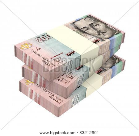 Colombian pesos isolated on white background. Computer generated 3D photo rendering.