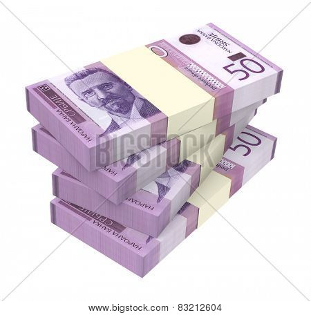 Serbian dinar isolated on white background. Computer generated 3D photo rendering.