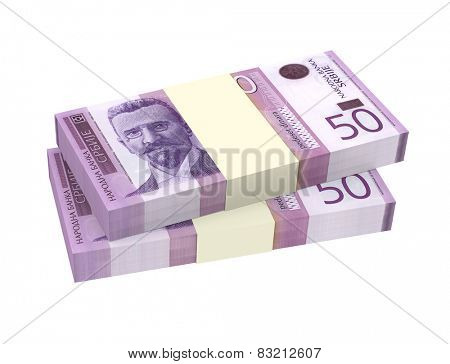 Serbian dinar isolated on white background. Computer generated 3D photo rendering.