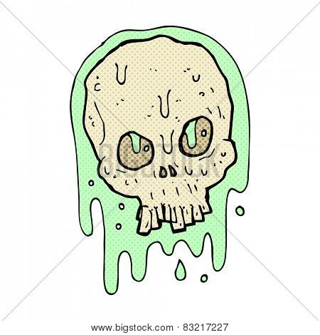 retro comic book style cartoon slimy skull