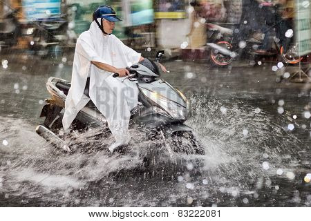 Scooter In The Rain