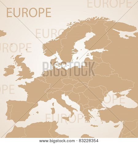 Europe map brown . Vector political with state borders