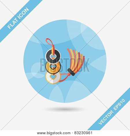 Chinese New Year Flat Icon With Long Shadow,eps10, Ancient Coins Lucky Pendant Means 