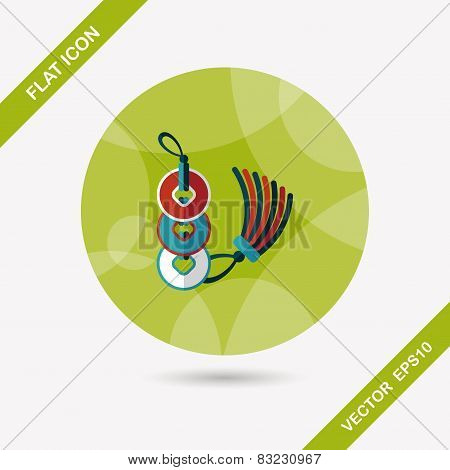 Chinese New Year Flat Icon With Long Shadow,eps10, Ancient Coins Lucky Pendant Means 