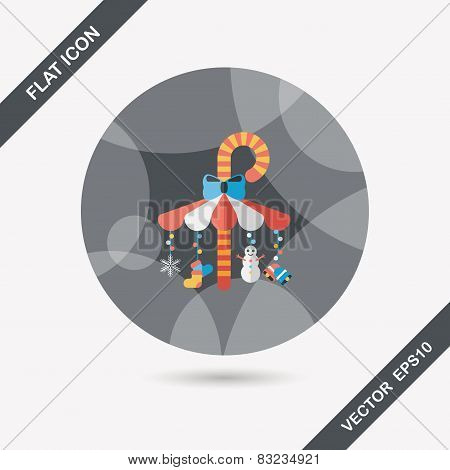 Decorative Candy Cane Flat Icon With Long Shadow Eps10