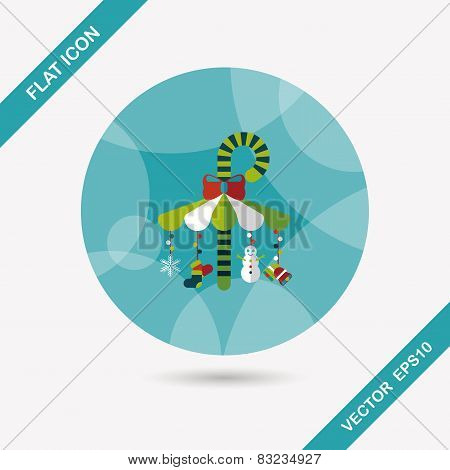 Decorative Candy Cane Flat Icon With Long Shadow Eps10