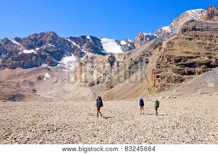 Group Of Trekkers In The Fany Mountain