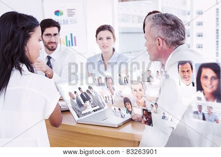 Business people against business people disscussing a budget plan
