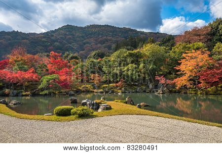 Tenryu-ji Garden In Fall, Arashiyama, Kyoto, Japan