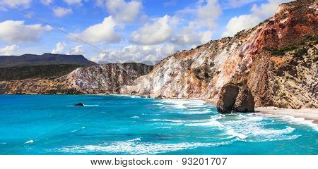 beautiful scenic beaches of Greek islands - Fyriplaka on Milos i