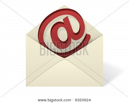 Email kuvert på hvid baggrund
