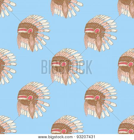 Sketch Native American's Hat In Vintage Style