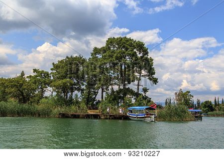 Boat On Dalyan Coastline