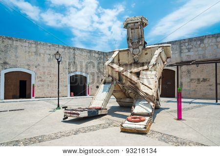 HAVANA,CUBA - MAY 30,2015 : Art installation by Kcho, a well known cuban artist at the Havana Biennale