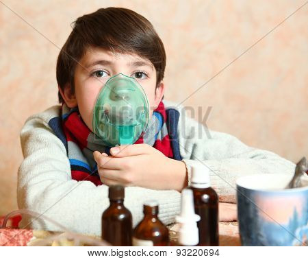 Preteen Boy With Electric Inhaler