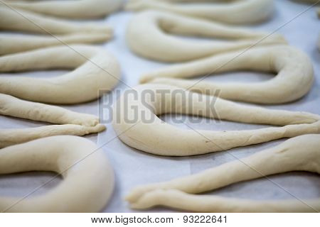 Freshly Made Pretzel Or Brezel Dough On Wax