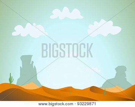 Dersert Lansdcape Vector Art Illustration Bakcground Of Dunes