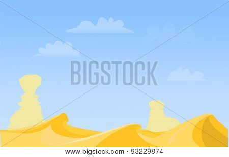 Dersert Lansdcape Vector Art Illustration Bakcground Of Dunes