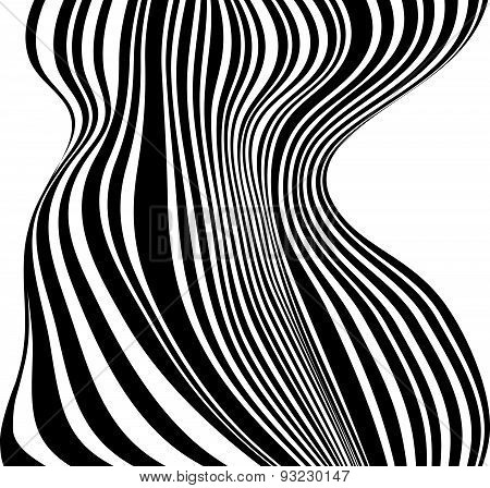 Black And White Mobious Wave Stripe Optical Design
