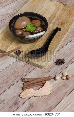 Thai Food : Egg Stewed With Pork And Tofu