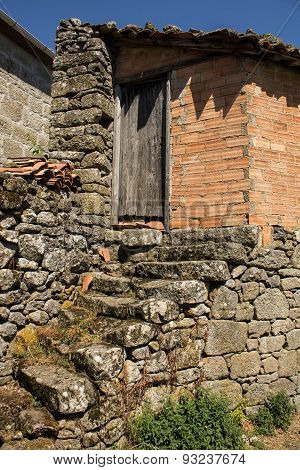 Old house of stone and brick in Galicia, Spain.