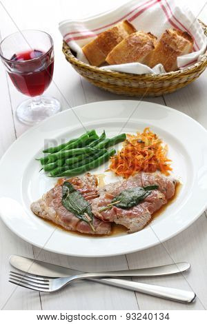 saltimbocca alla romana , sauteed veal prosciutto and sage, italian cuisine
