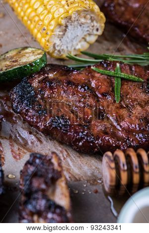 Grilled Pork In Sticky Chinese Glaze With Maple Sirup