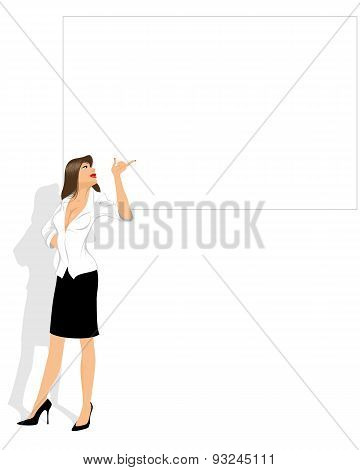 Businesswoman Pointing At Banner