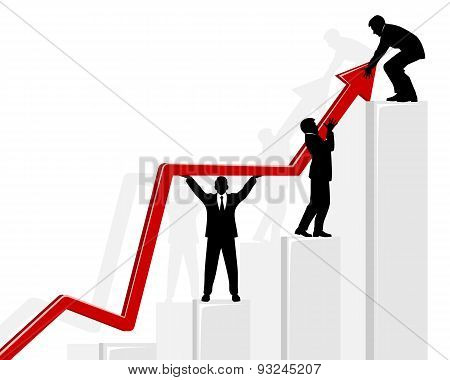 Three Businessmen Holding Graph