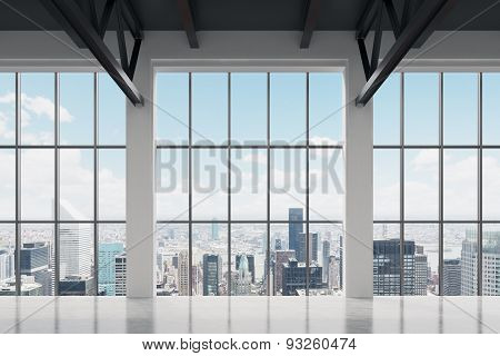 Contemporary Office Space With New York View. A Concept Of Financial Success.