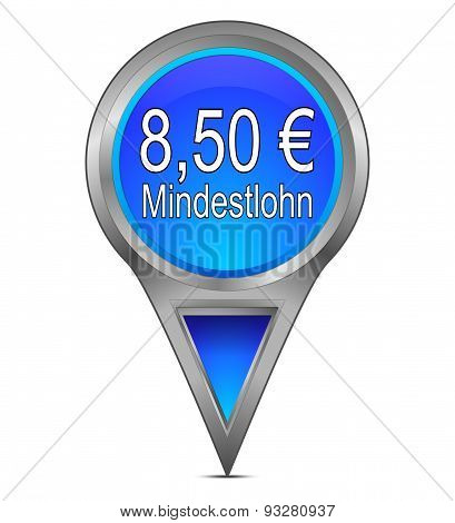map pointer with 8,50 Euro minimum wage - in german