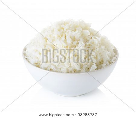 Rice With Bowl Isolated On The White Background