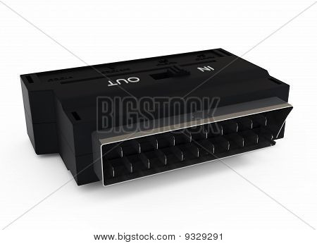 อะแดปเตอร์วิดีโอกับ SCART แยกต่างหากบนพื้นสีขาว