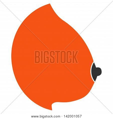 Female Tit vector icon. Style is bicolor flat symbol, orange and gray colors, rounded angles, white background.