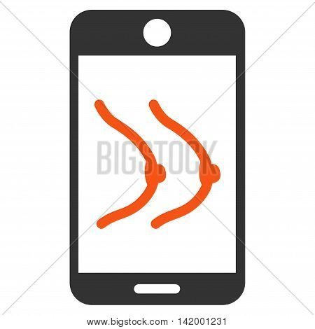 Mobile Erotics vector icon. Style is bicolor flat symbol, orange and gray colors, rounded angles, white background.