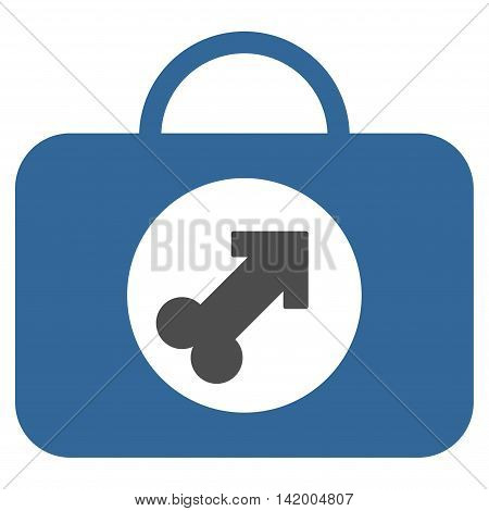 Male Erection Case vector icon. Style is bicolor flat symbol, cobalt and gray colors, rounded angles, white background.
