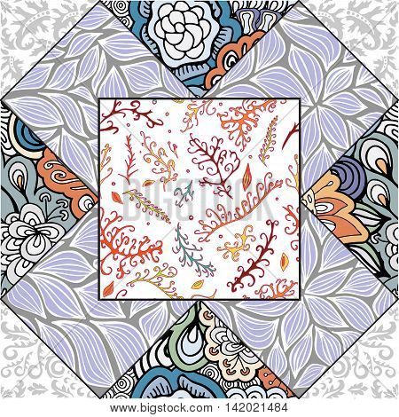 stock vector floral seamless doodle pattern. decorative element.patchwork design