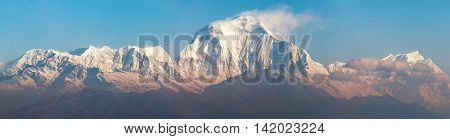 Morning panoramic view of Mount Dhaulagiri from Poon Hill view point Nepa