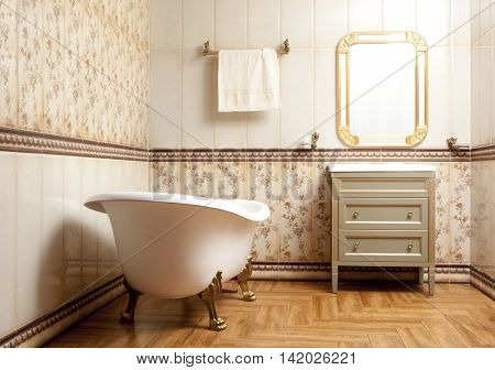 Stylish designed bathroom in luxury modern house