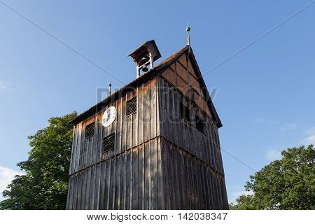 Wienhausen, Germany - August 6, 2016: The wooden bell tower of the Marien Church